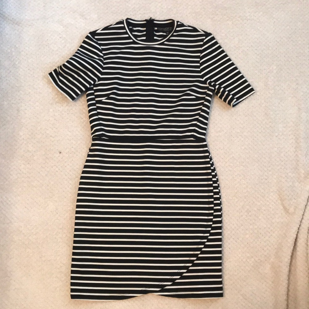 Topshop Petite Bodycon Striped Dress